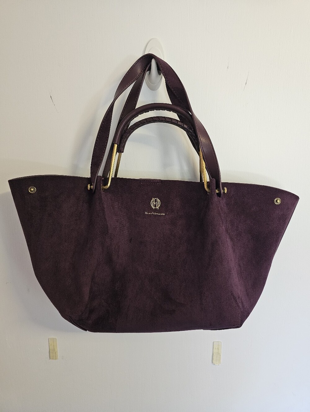 House Of Harlow 1960 Plum Tote Bag with Gold Accents
